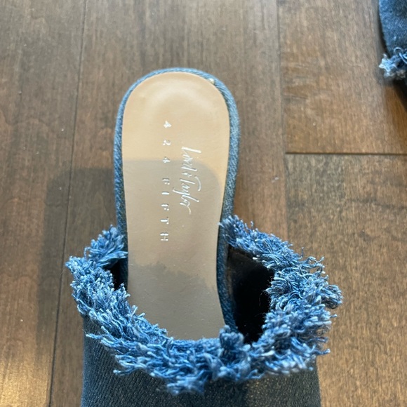 Lord & Taylor Denim Flat Mules Size 7.5 - Picture 3 of 4